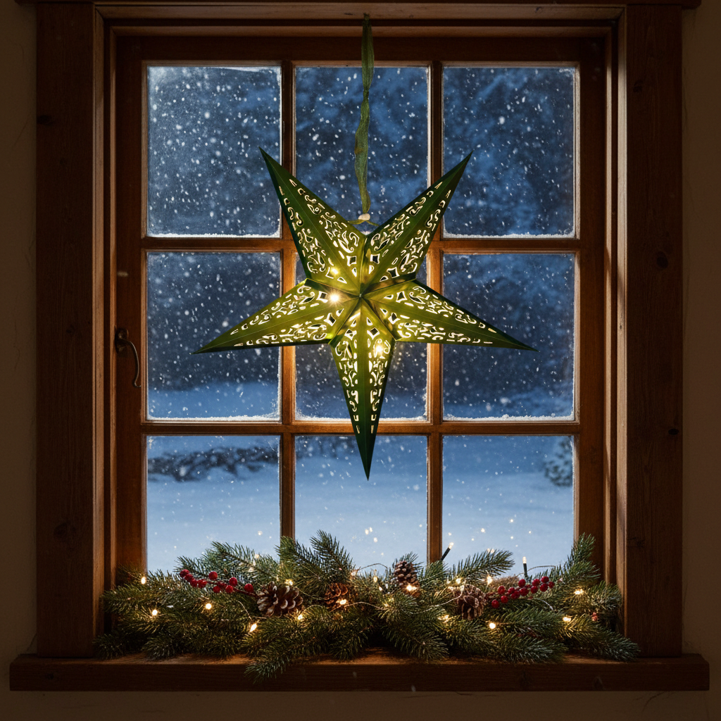 40cm LED Green Paper Shining Star Christmas Decoration