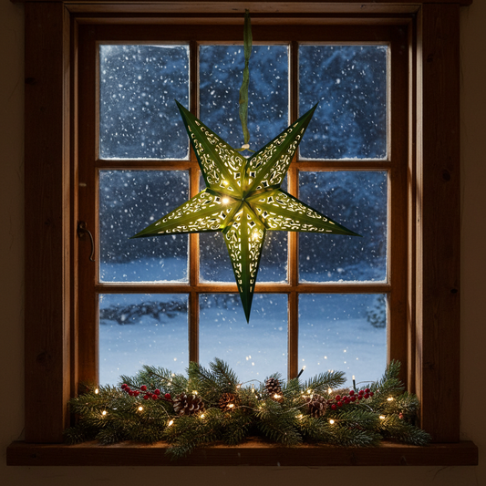40cm LED Green Paper Shining Star Christmas Decoration