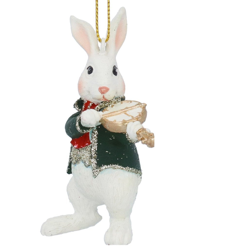 White Rabbit with Clock Instrument Hanging Christmas Decoration