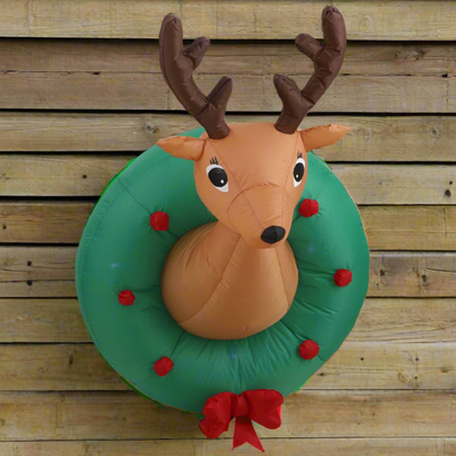 Christmas Reindeer Head Wreath Inflatable Display Decoration
