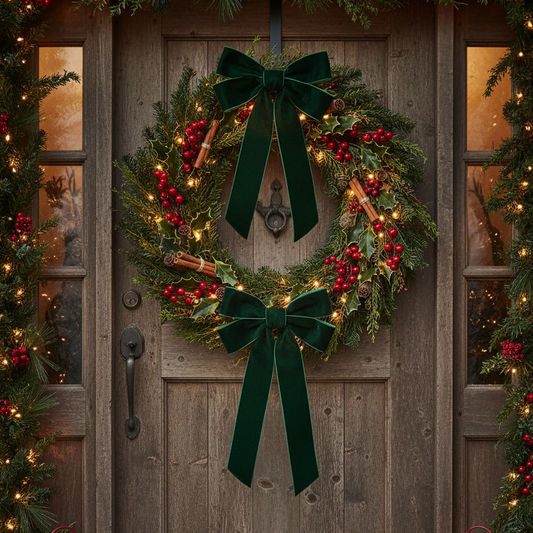 Pack of 2 Dark Green Velvet Christmas Bows