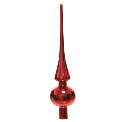 Red Shiny Glass Finial Christmas Tree Topper