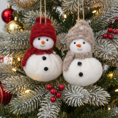 Fabric Christmas Snowman with Hat and Scarf Hanging Tree Decoration