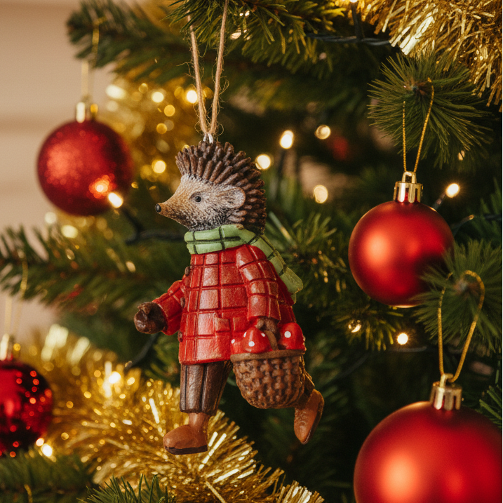 Mr and Mrs Hedgehog Christmas Hanging Decoration