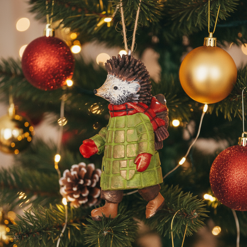 Mr and Mrs Hedgehog Christmas Hanging Decoration