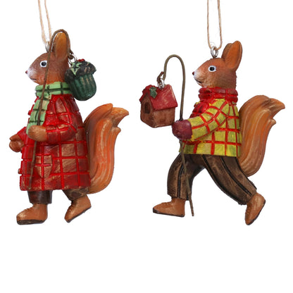 Mr and Mrs Squirrel Christmas Hanging Decoration