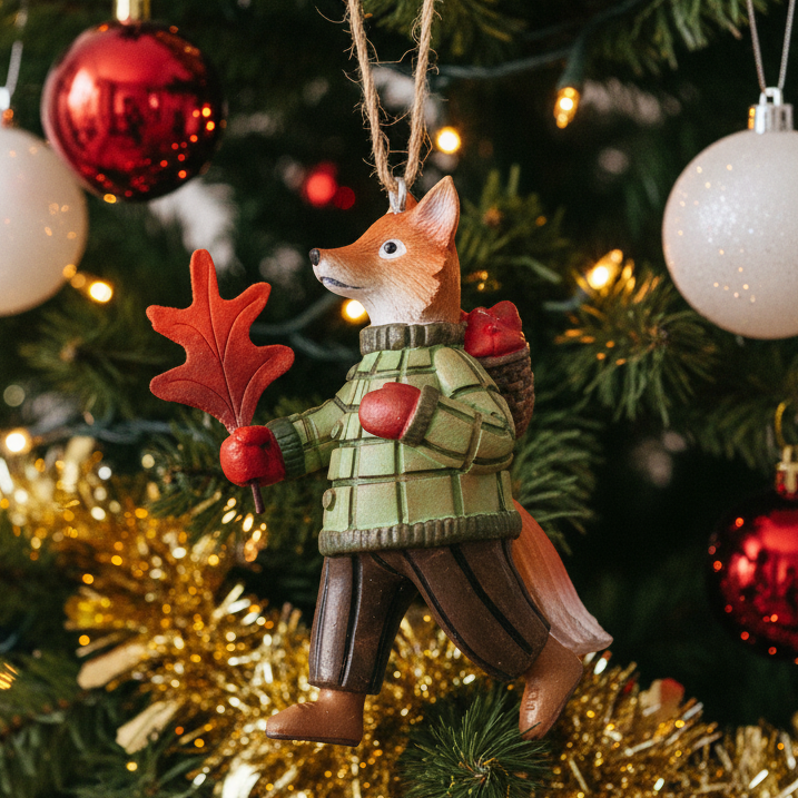 Mr and Mrs Christmas Fox Resin Hanging Christmas Decoration