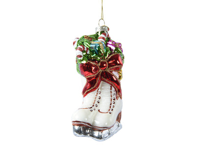 Glass Ice Skates Hanging Christmas Tree Decoration
