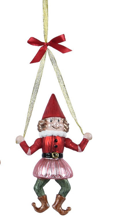 Glass Hanging Jester Christmas Tree Decoration