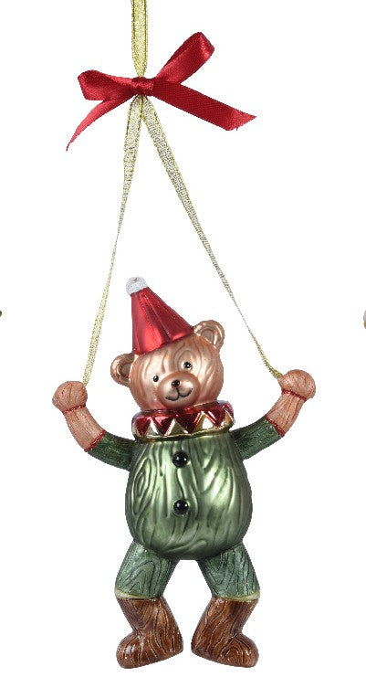 Glass Hanging Teddy Bear Christmas Tree Decoration