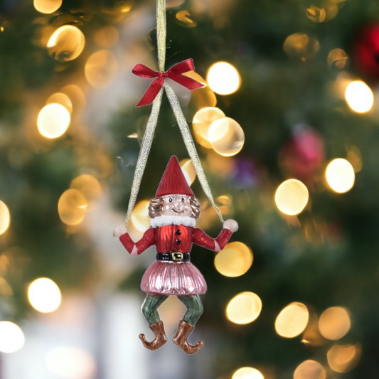 Glass Hanging Jester Christmas Tree Decoration
