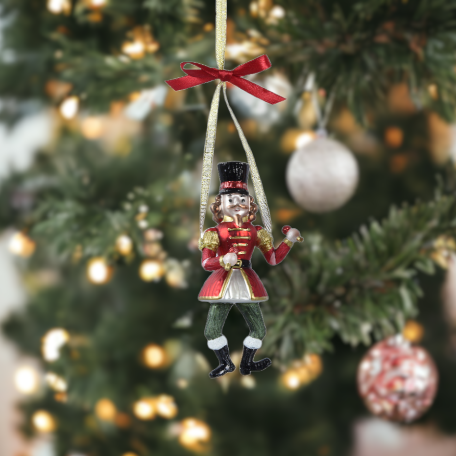 Glass Hanging Nutcracker Christmas Tree Decoration