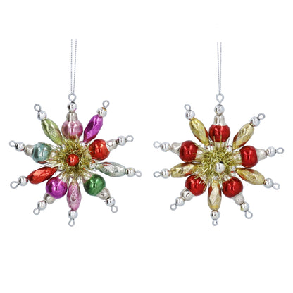 Retro Style Beaded Glass Snowflake