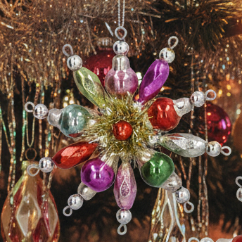 Retro Style Beaded Glass Snowflake