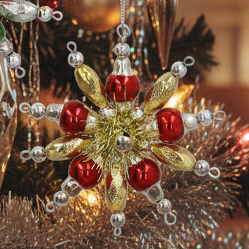 Retro Style Beaded Glass Snowflake