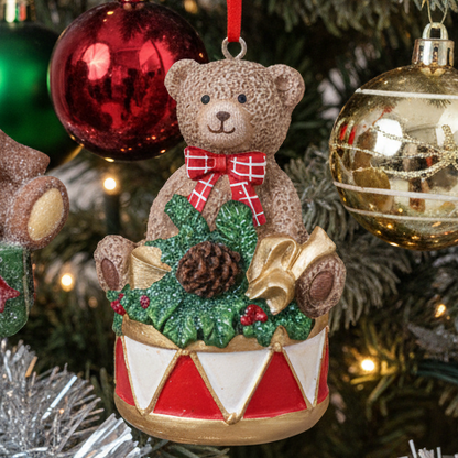 Resin Christmas Teddy Bear Hanging Decoration