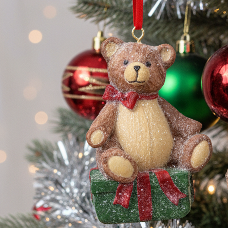 Resin Christmas Teddy Bear Hanging Decoration