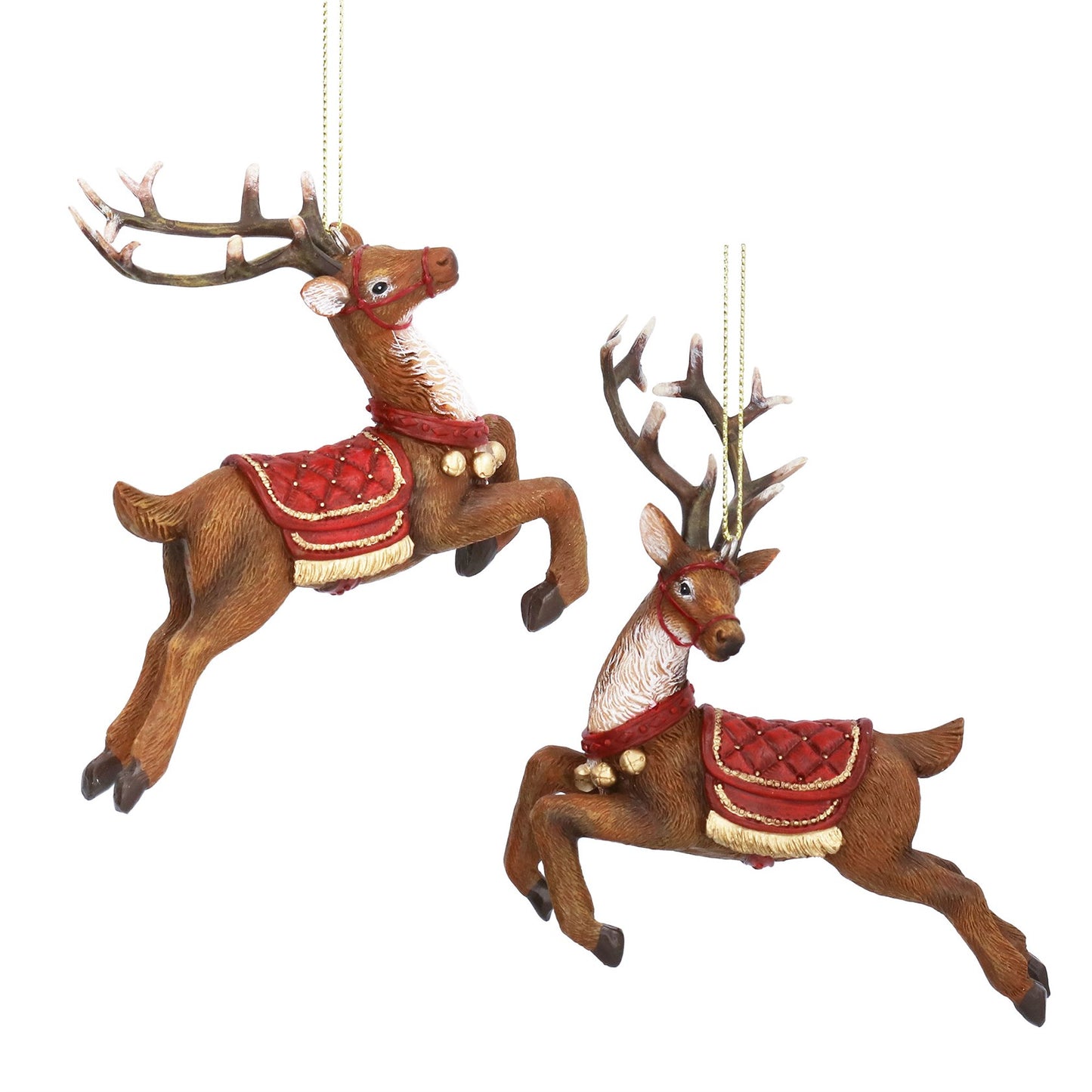 Resin Prancing Christmas Reindeer Hanging Decoration
