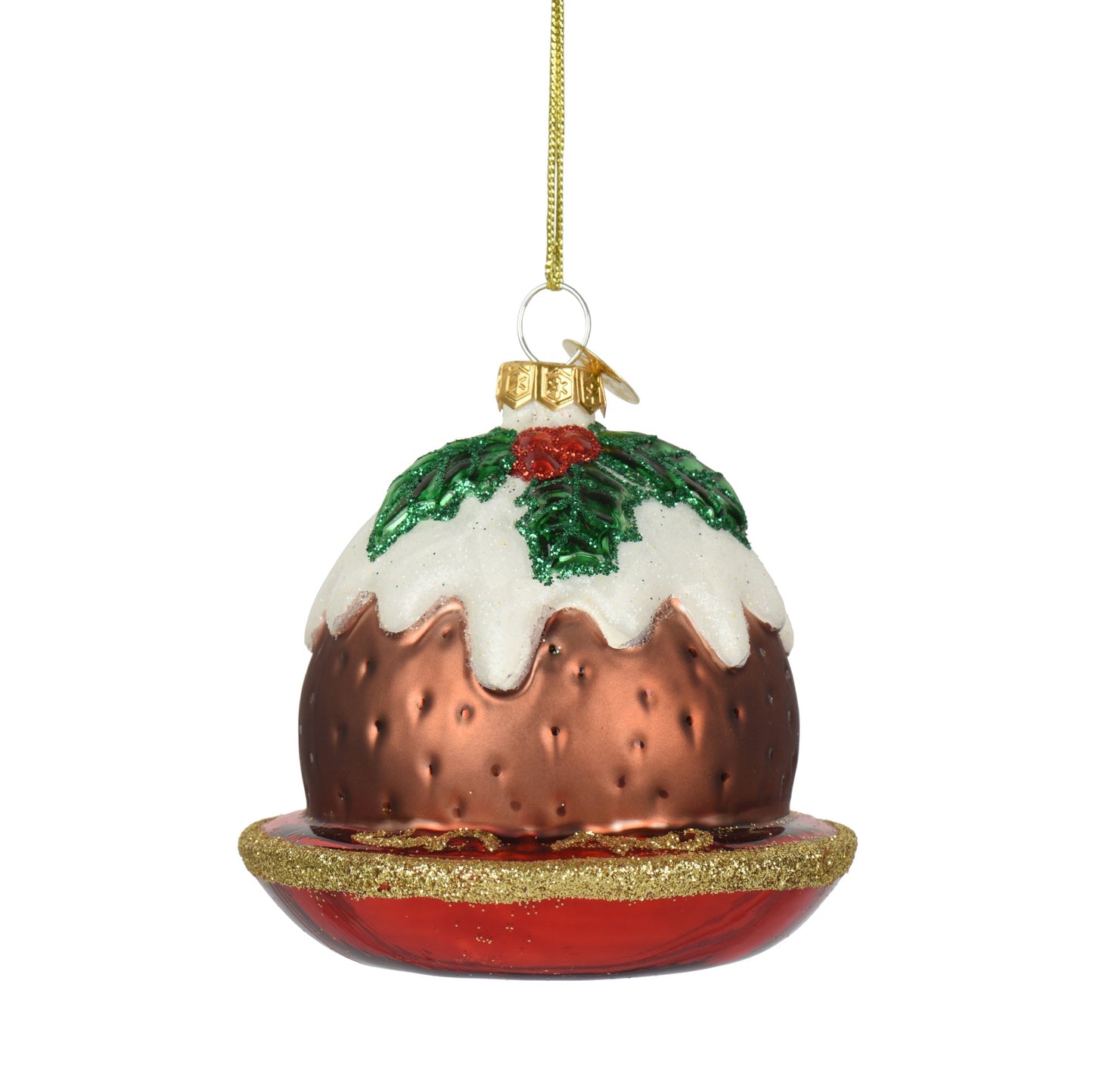 Christmas Pudding Glass Hanging Decoration