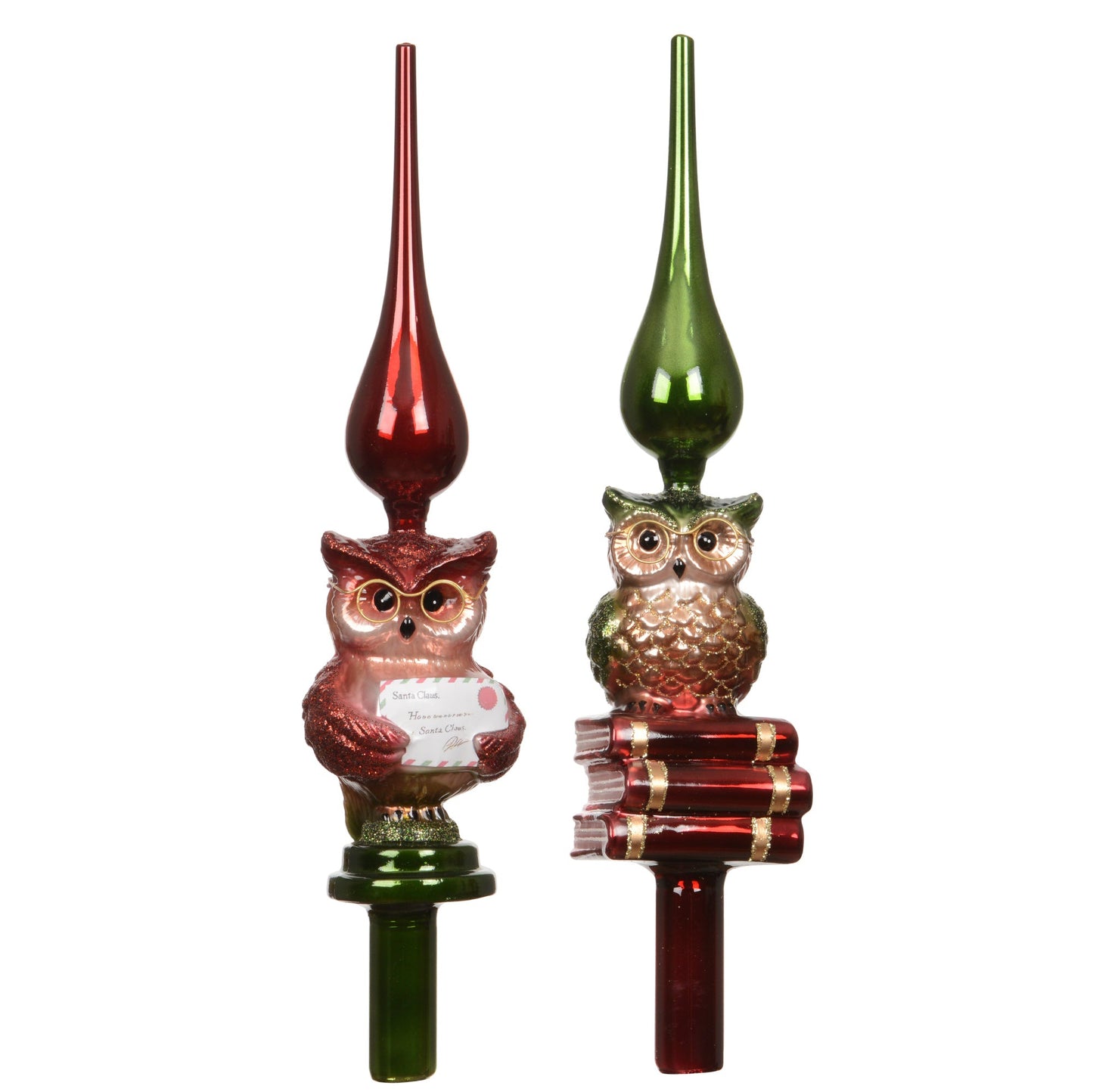 Professor Owl Glass Christmas Tree Topper