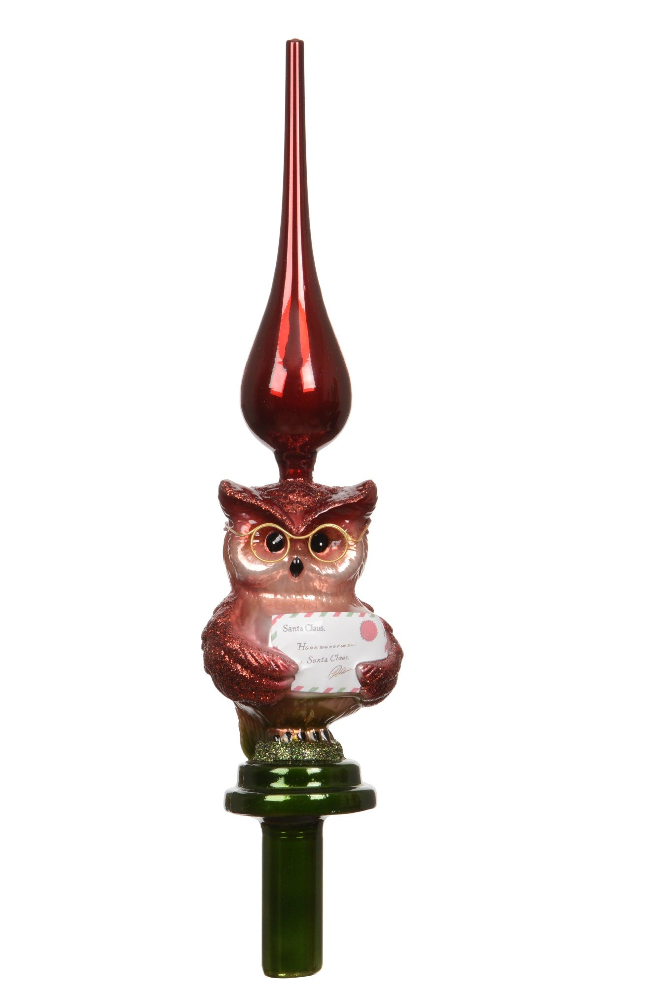Professor Owl Glass Christmas Tree Topper