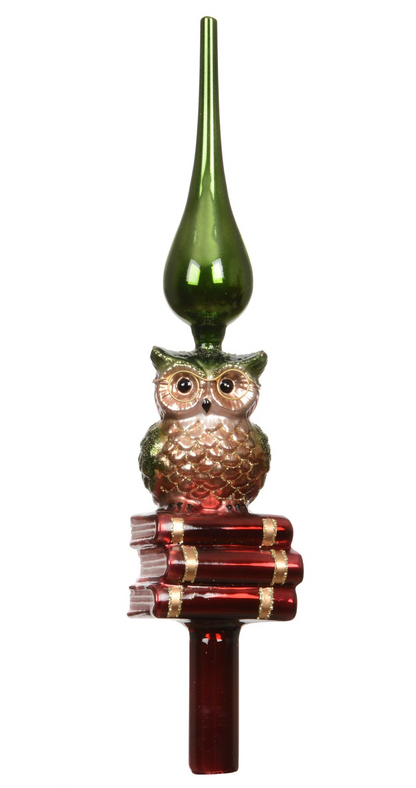 Professor Owl Glass Christmas Tree Topper