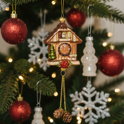 Cuckoo Clock Glass Christmas Decoration