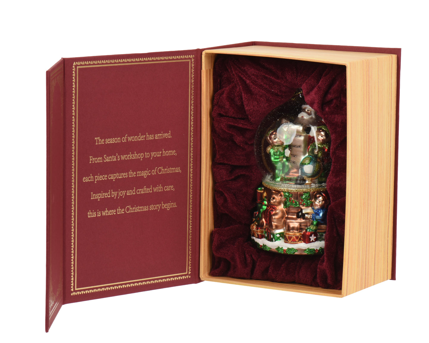Santa and Children in Snow Globe Design Glass Hanging Decoration