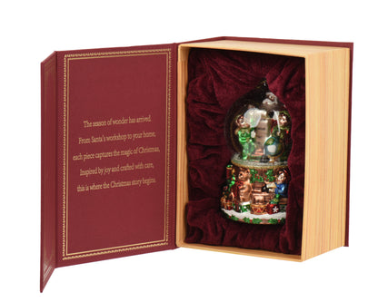Santa and Children in Snow Globe Design Glass Hanging Decoration