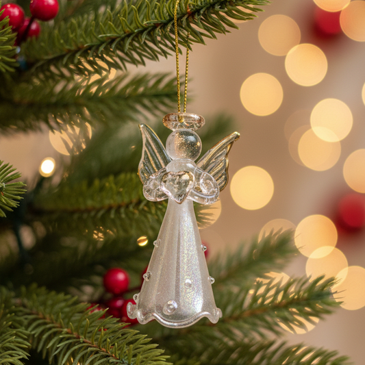 Pearlescent Angel Glass Christmas Tree Ornament