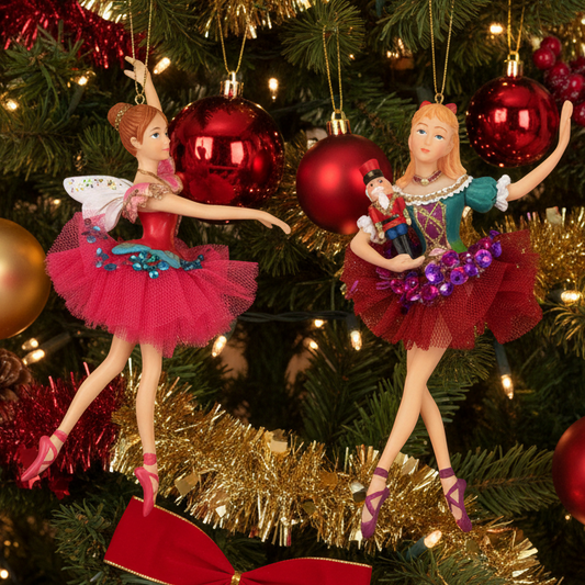 Nutcracker's Clara and Sugar Plum Fairy Christmas Tree Decorations