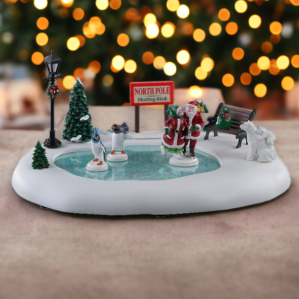Lemax North Pole Skating Rink Christmas Village Decoration