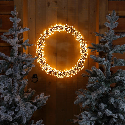 45cm Warm White LED Berry Wreath