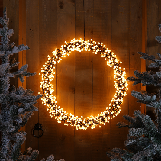 45cm Warm White LED Berry Wreath