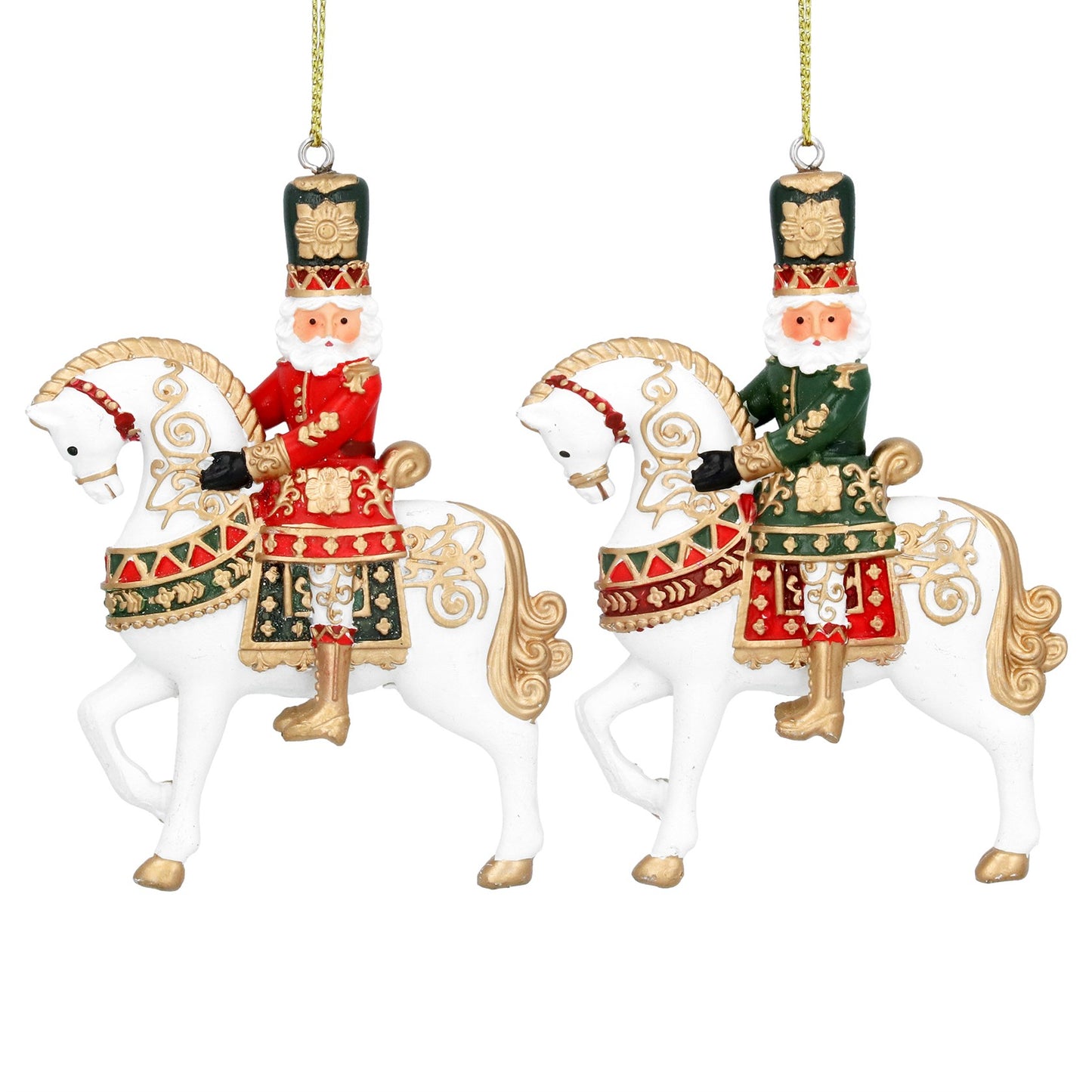 Nutcracker on Horse Hanging Christmas Decoration Assorted