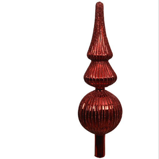 Red Glass Finial Christmas Tree Topper