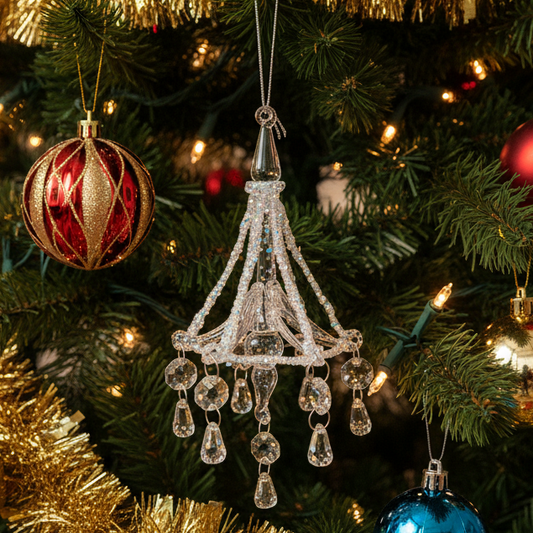 Chandelier with Clear Beading Glass Christmas Tree Decoration