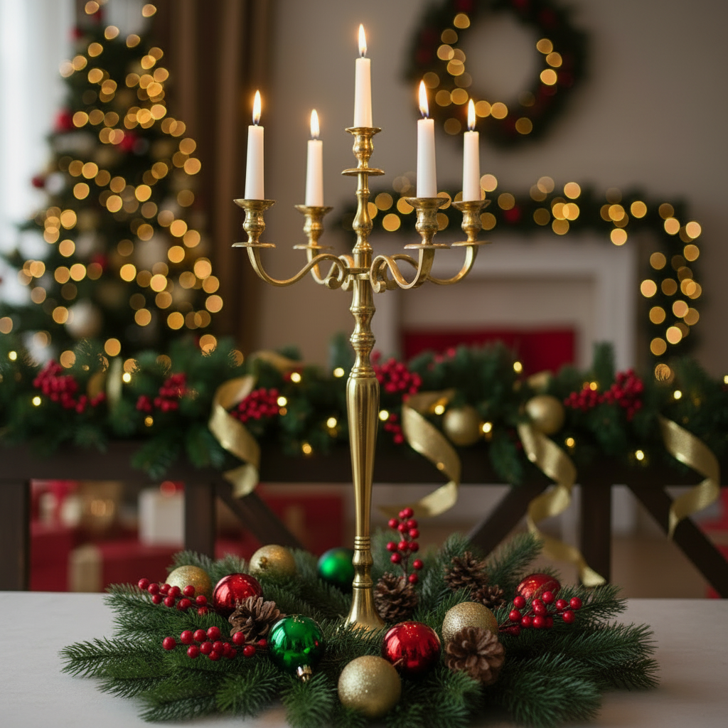 Gold Christmas Candelabra 80cm