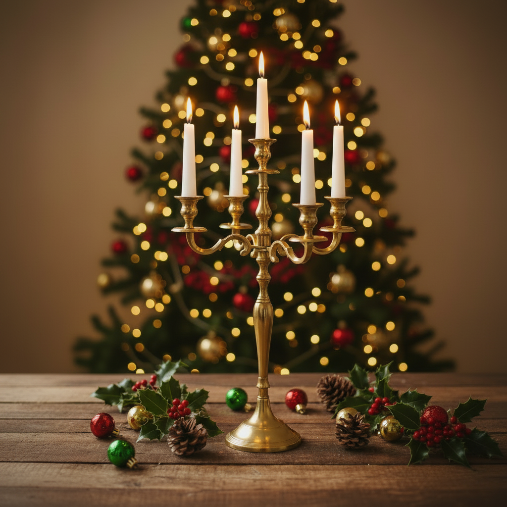 Gold Christmas Candelabra 60cm