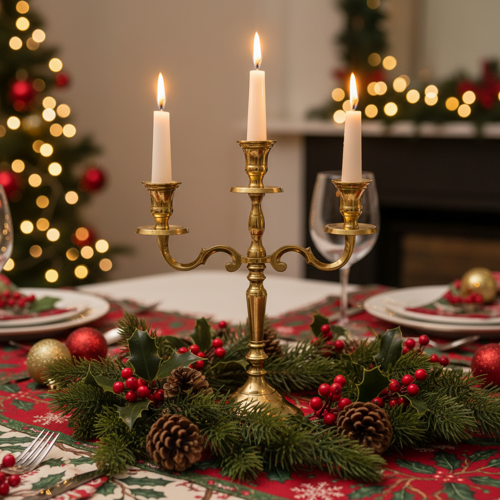 Gold Christmas Candelabra 30cm