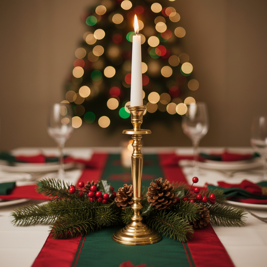 Gold Christmas Candlestick Holder 27cm