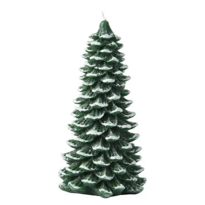 Green Snowy Christmas Tree Candle 16.5cm