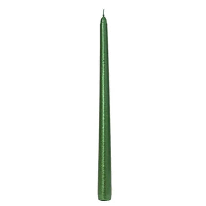 Pack of 12 Metallic Green Wax Dinner Candles
