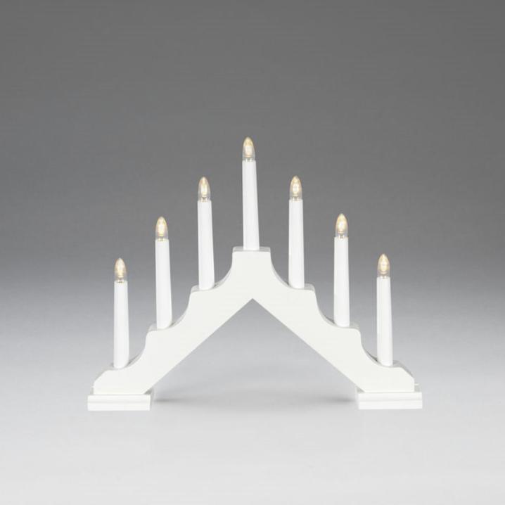 White 7 Bulb LED Christmas Candle Bridge Battery Operated