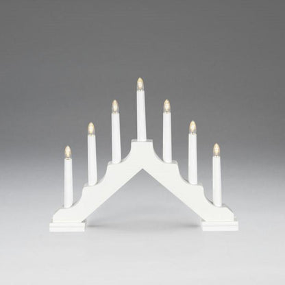 White 7 Bulb LED Christmas Candle Bridge Battery Operated