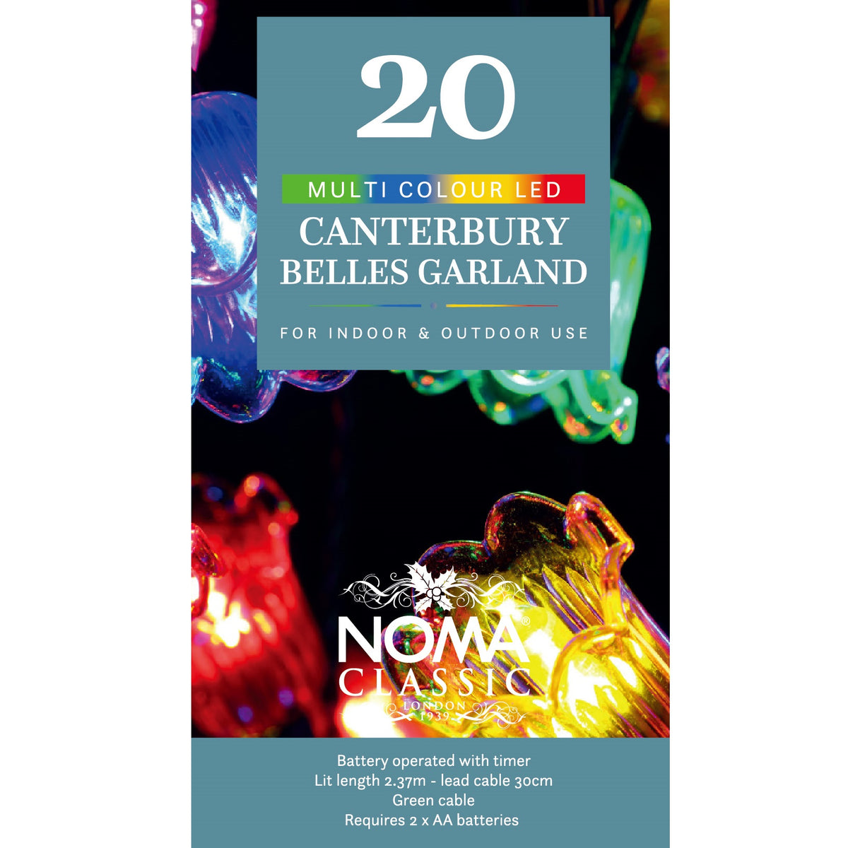 Noma 20 Classic Canterbury Belles Christmas Lights Battery Operated