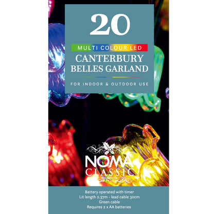 Noma 20 Classic Canterbury Belles Christmas Lights Battery Operated