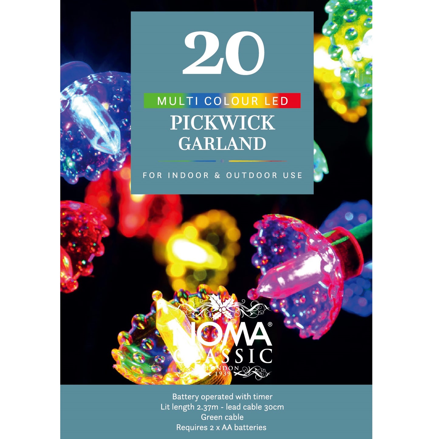 Noma 20 Classic Pickwicks Christmas Lights Battery Operated