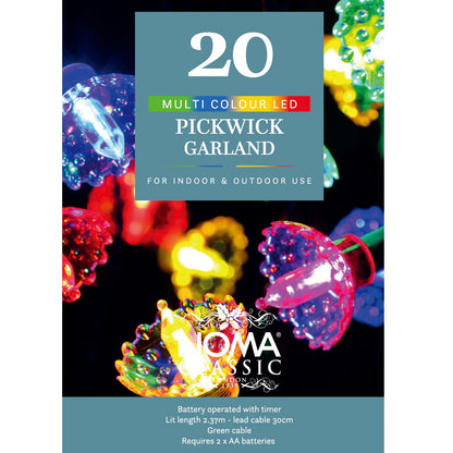 Noma 20 Classic Pickwicks Christmas Lights Battery Operated