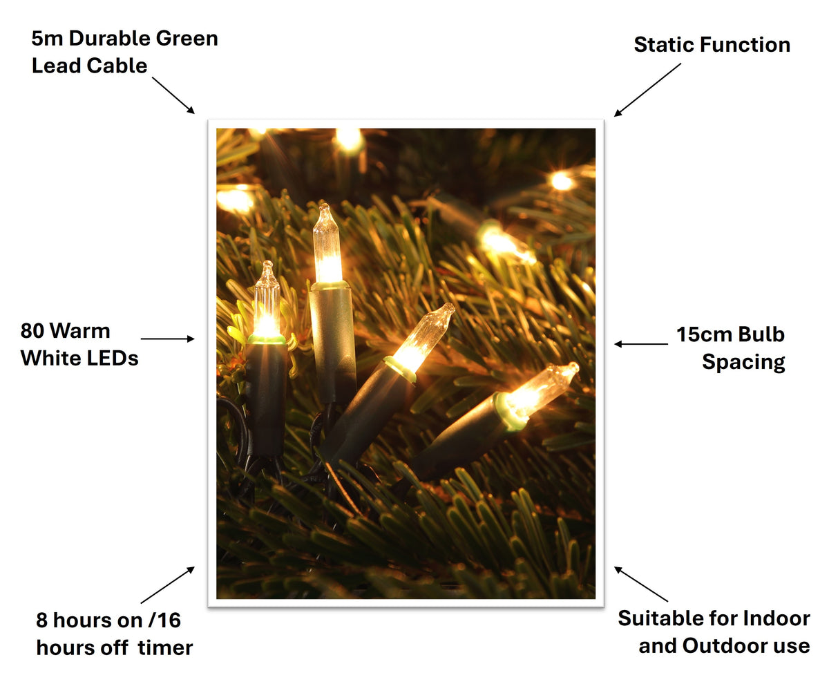 Noma 80 Warm White Classic Christmas Fairy Lights